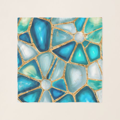 Watercolor and gold cells _ ocean scarf
