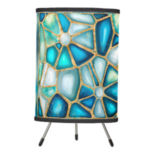 Watercolor and gold cells - ocean tripod lamp