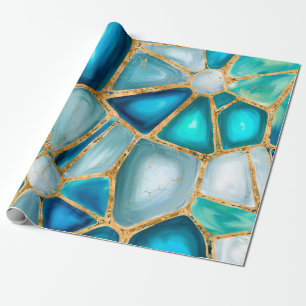 Watercolor and gold cells - ocean wrapping paper