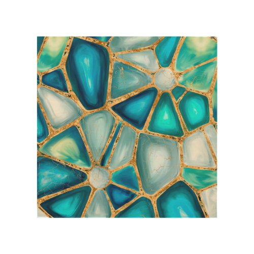 Watercolor and gold cells wood wall art