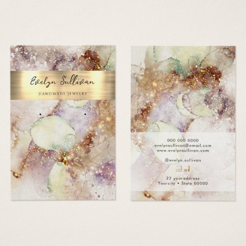 Watercolor and gold foil jewelry display card