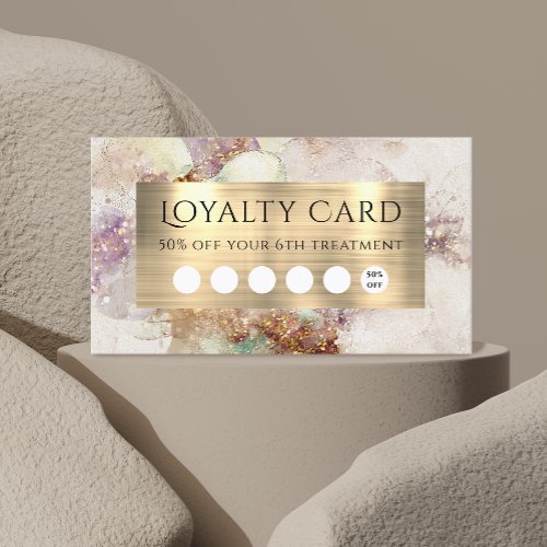 Watercolor and Gold Foil Loyalty Card