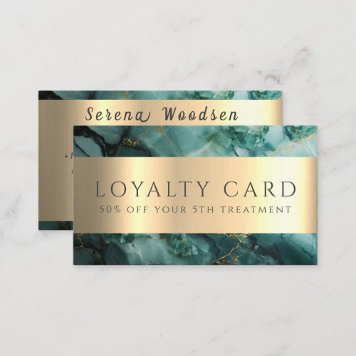Watercolor and Gold Foil Marble Loyalty Card