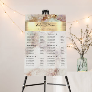 Watercolor and Gold Foil Price List Foam Board
