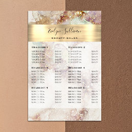 Watercolor and Gold Foil Price List Poster