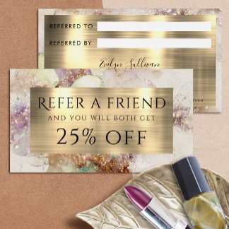 Watercolor and Gold Foil Referral Card