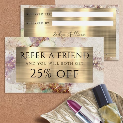 Watercolor and Gold Foil Referral Card