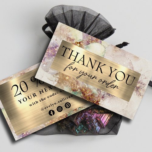 Watercolor and gold foil thank you discount card