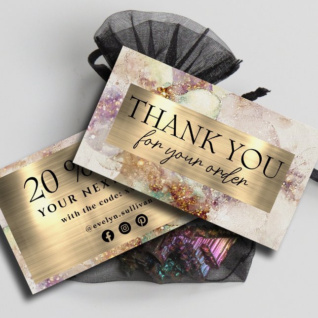 Watercolor and gold foil thank you discount card (Creator Uploaded)