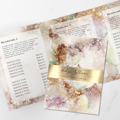 Watercolor and Gold Foil Trifold Brochure
