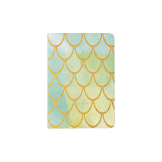Watercolor and Gold Scales Passport Holder
