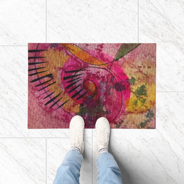 Watercolor And Ink Abstract Beautiful Painting Art Doormat (Indoor)