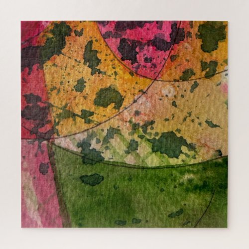 Watercolor And Ink Abstract Expressionism Art Jigsaw Puzzle