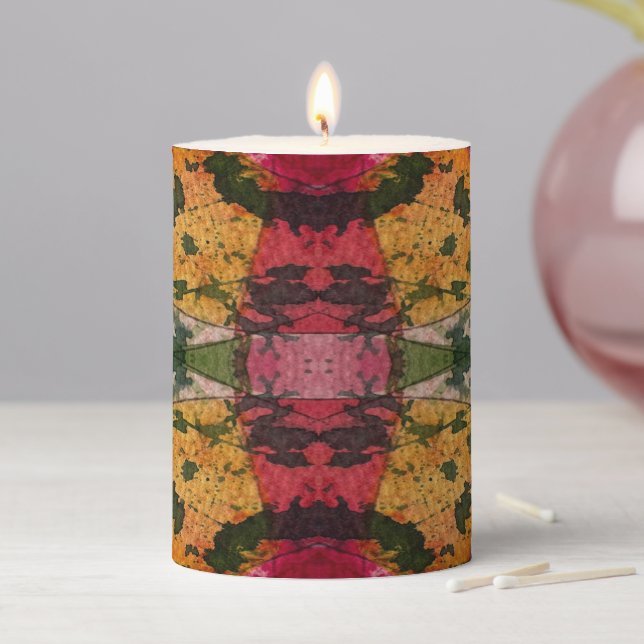 Watercolor And Ink Abstract Expressionism Art Pillar Candle (In Situ)