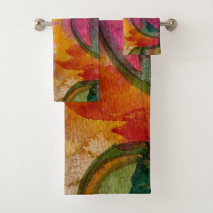Watercolor And Ink Abstract Expressionistic Art Bath Towel Set