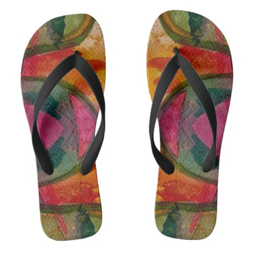 Watercolor And Ink Abstract Expressionistic Art Flip Flops