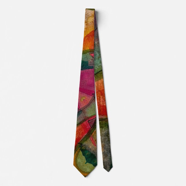 Watercolor And Ink Abstract Expressionistic Art Neck Tie (Front)