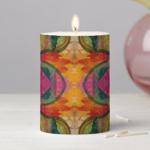 Watercolor And Ink Abstract Expressionistic Art Pillar Candle