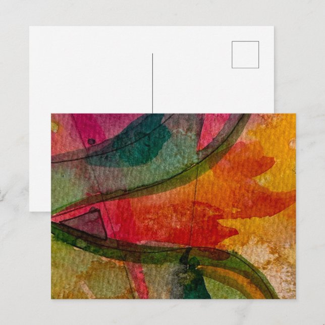 Watercolor And Ink Abstract Expressionistic Art Postcard (Front/Back)