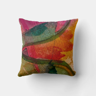 Watercolor And Ink Abstract Expressionistic Art Throw Pillow
