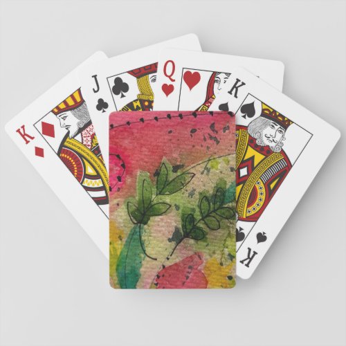 Watercolor And Ink Abstract Impressionism Art Playing Cards