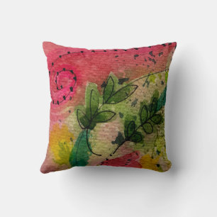 Watercolor And Ink Abstract Impressionism Art Throw Pillow