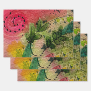 Watercolor And Ink Abstract Impressionism Art Wrapping Paper Sheets