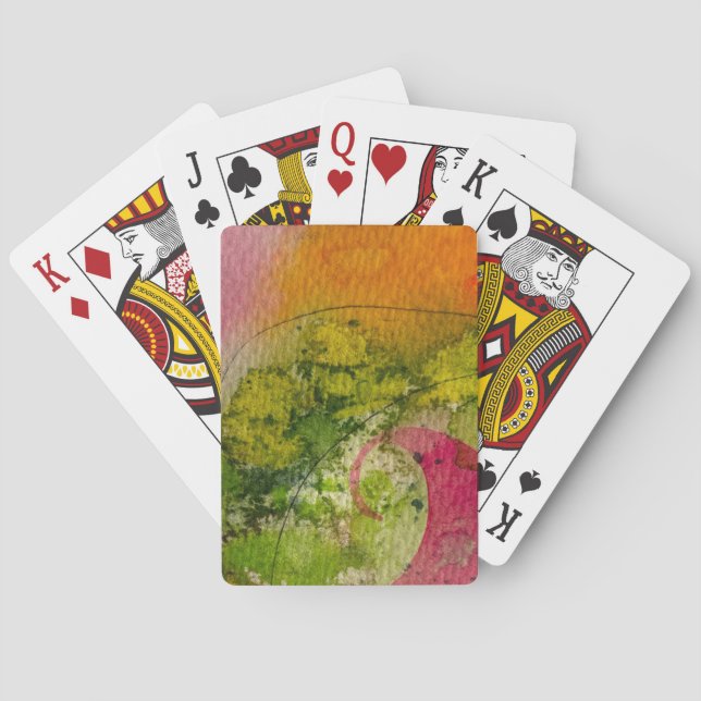 Watercolor And Ink Abstract Impressionistic Art  Poker Cards (Back)