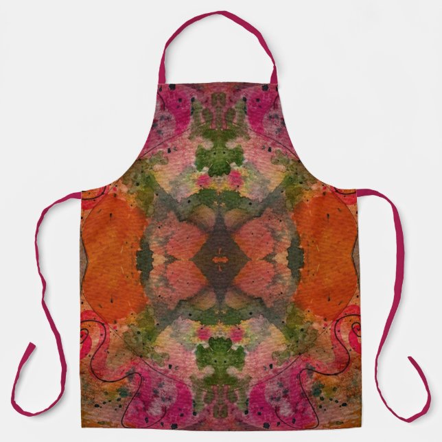 Watercolor And Ink Abstract Pretty Painting Art Apron (Front)