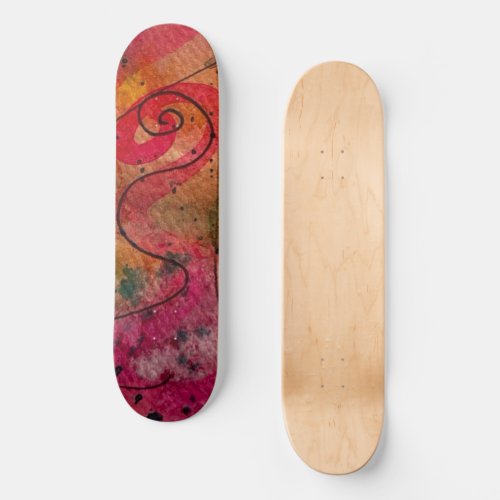 Watercolor And Ink Abstract Pretty Painting Art Skateboard