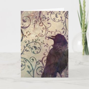 Watercolor And Ink Crow Birthday Card by mariannegilliand at Zazzle