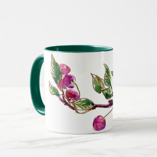 Watercolor and Ink Drawing Cherry Branch art Mug