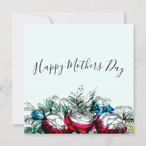 Watercolor And Ink Floral Mothers Day Card