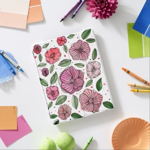 Watercolor and ink flowers – pink and green iPad smart cover
