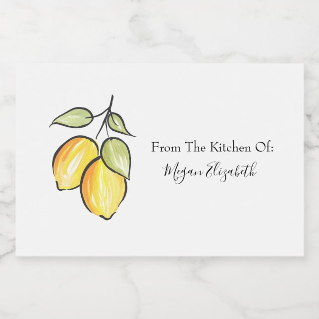  Watercolor and Ink Lemons  Food Label (Single Label)