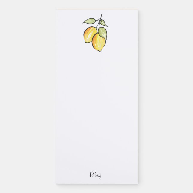 Watercolor and Ink Lemons Magnetic Notepad (Front)