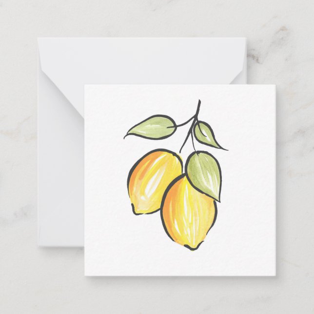 Watercolor and Ink Lemons Note Card (Front)