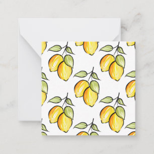 Watercolor and Ink Lemons Pattern Note Card