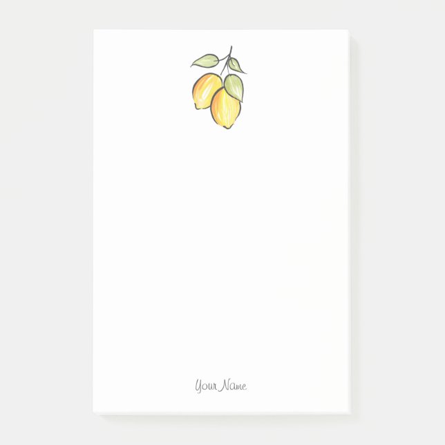 Watercolor and Ink Lemons Post-it Notes (Front)