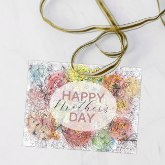 Watercolor and Ink Pastel Floral Art Mother's Day