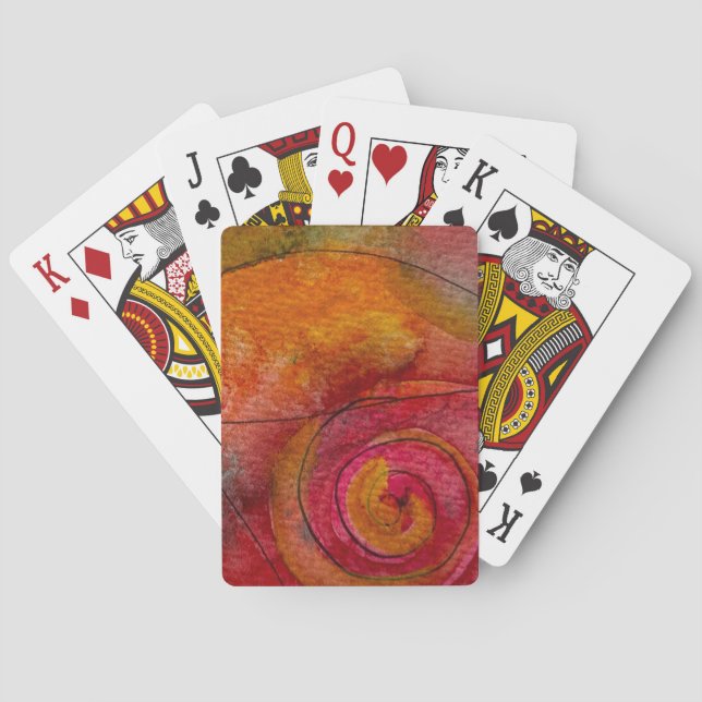 Watercolor And Ink Pretty Pattern Art Abstract Poker Cards (Back)