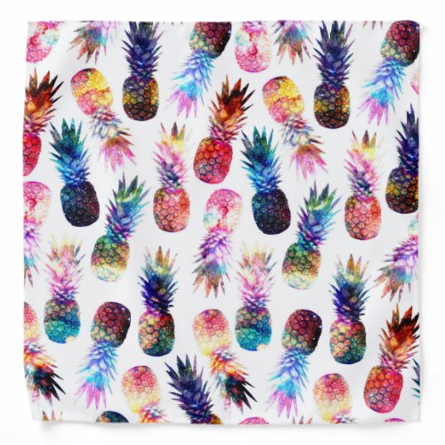 Watercolor and Nebula Pineapples Illustration Bandana