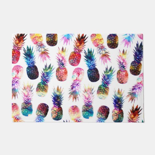 Watercolor and Nebula Pineapples Illustration Doormat