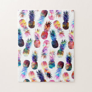 Watercolor and Nebula Pineapples Illustration Jigsaw Puzzle