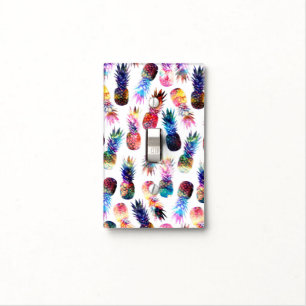 Watercolor and Nebula Pineapples Illustration Light Switch Cover