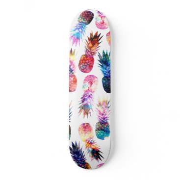 Watercolor and Nebula Pineapples Illustration Skateboard Deck