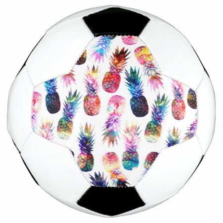 Watercolor And Nebula Pineapples Illustration Soccer Ball