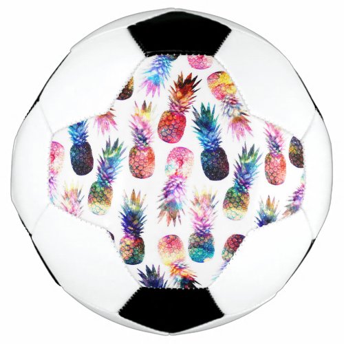 Watercolor and Nebula Pineapples Illustration Soccer Ball