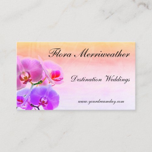 Watercolor and Orchids Events Style Beauty Design Business Card