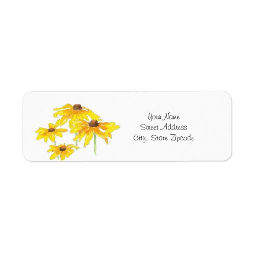 Watercolor and Pen Black Eyed Susan Label